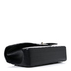 Caviar Chevron Quilted Medium Double Flap Black