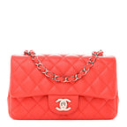 Lambskin Quilted Mini Rectangular Flap Red