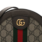 GG Supreme Monogram Web Mini Ophidia Round Shoulder Bag Brown