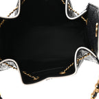 Braided Raffia Calfskin Small Chanel 25 Handbag Black White