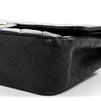 Caviar Quilted Medium Double Flap Black