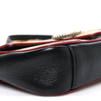 Vintage Effect Calfskin Matelasse Diagonal Striped Mini Torchon GG Marmont Shoulder Bag Black Beige