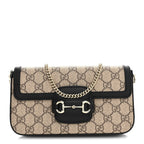 GG Supreme Monogram Azalea Calfskin Horsebit 1955 Mini Bag Beige Black