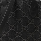 Denim GG Monogram Calfskin Mini Ophidia Tote Bag Black