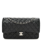Caviar Quilted Medium Double Flap Black