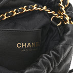 Shiny Crumpled Calfskin Quilted Pearl Mini Chanel 22 Black