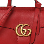 Calfskin Small GG Marmont Top Handle Bag Vulcanic Red