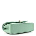 Caviar Quilted Small Double Flap Light Green