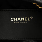 Washed Denim Quilted Small Chanel 25 Handbag Black