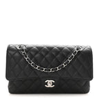 Caviar Quilted Medium Double Flap Black