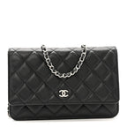 Caviar Quilted Wallet on Chain WOC Black