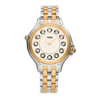 Stainless Steel Diamond Topaz 38mm Crazy Carats Two Tone Quartz Watch Silver
