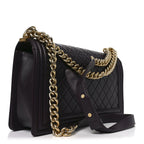 Lambskin Quilted New Medium Boy Flap Dark Purple