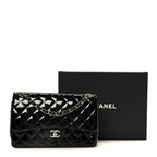 Patent Quilted Jumbo Double Flap Black