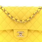 Caviar Quilted Medium Double Flap Yellow
