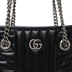 Calfskin Matelasse Aria Small GG Marmont Shoulder Tote Black