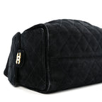 Suede Quilted Small Chanel 25 Handbag Black