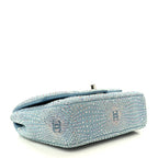 Denim Strass Evening Flap Bag Blue