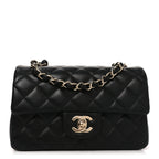 Lambskin Quilted Mini Rectangular Flap Black