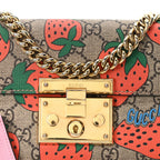 GG Supreme Monogram Strawberry Small Padlock Shoulder Bag