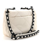 Glossy Calfskin Quilted Medium Chanel 19 Flap White Black