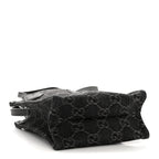 Denim Cuoio Harness GG Monogram Mini Ophidia Tote Bag Black Medium Grey