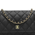 Caviar Quilted Wallet on Chain WOC Black