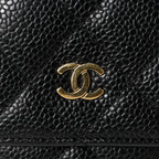 Caviar Quilted Wallet On Chain WOC Black