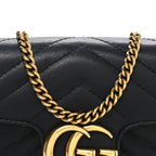 Calfskin Matelasse Super Mini GG Marmont Shoulder Bag Black
