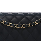 Lambskin Quilted Medium Double Flap Black