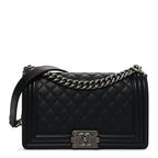 Caviar Quilted Medium Boy Flap Black