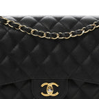 Caviar Quilted Jumbo Double Flap Black