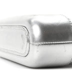 Metallic Lambskin Calfskin Quilted Small Gabrielle Clutch With Chain Silver