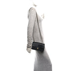Lambskin Chevron Quilted Mini Rectangular Flap Black