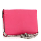 Dollar Calfskin Crystal Mini Dionysus Chain Wallet Box Pink