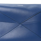 Calfskin Puzzle Fold Wash Bag Blue