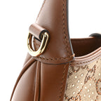New Canvas Charisma Calfskin Crystal GG Monogram Mini Jackie 1961 Hobo Camel Ebony