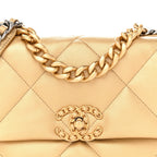 Metallic Goatskin Quilted Medium Chanel 19 Flap Gold