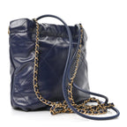 Shiny Calfskin Quilted Mini Chanel 22 Navy Blue