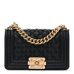 Caviar Quilted Small Boy Flap Black