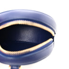 Calfskin Inflated Anagram Cookie Zip Coin Case Blue