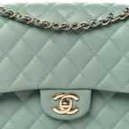 Caviar Quilted Medium Double Flap Dark Green