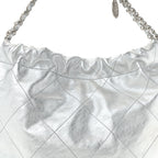 Metallic Calfskin Quilted Chanel 22 Silver
