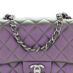 Iridescent Lambskin Quilted Mini Square Flap Dark Purple