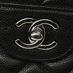 Caviar Quilted Jumbo Double Flap Black
