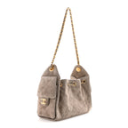Suede Quilted Mini Chanel 25 Handbag Dark Grey