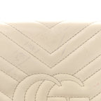 Calfskin Matelasse GG Marmont Chain Wallet Mystic White