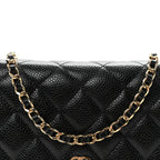 Caviar Quilted Wallet on Chain WOC Black