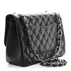 Caviar Quilted Jumbo Double Flap Black