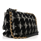 Tweed Quilted Maxi Chanel 19 Flap Black White
